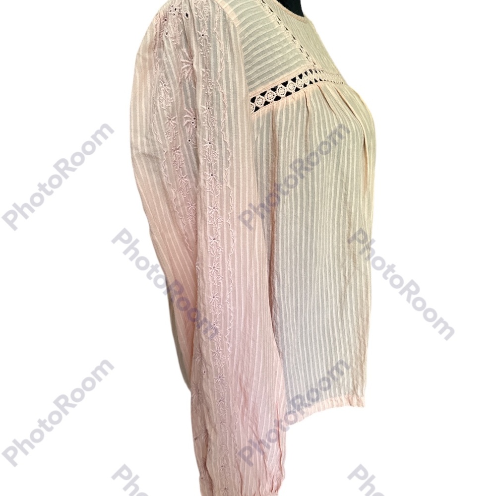 🧡$5 Bundled LOFT Peach Boho Lace Detail Long Sleeve Blouse - Picture 5 of 7